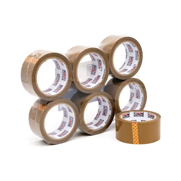 Pukka Parcel Tape 48mmx66m Brown (Pack of 6)