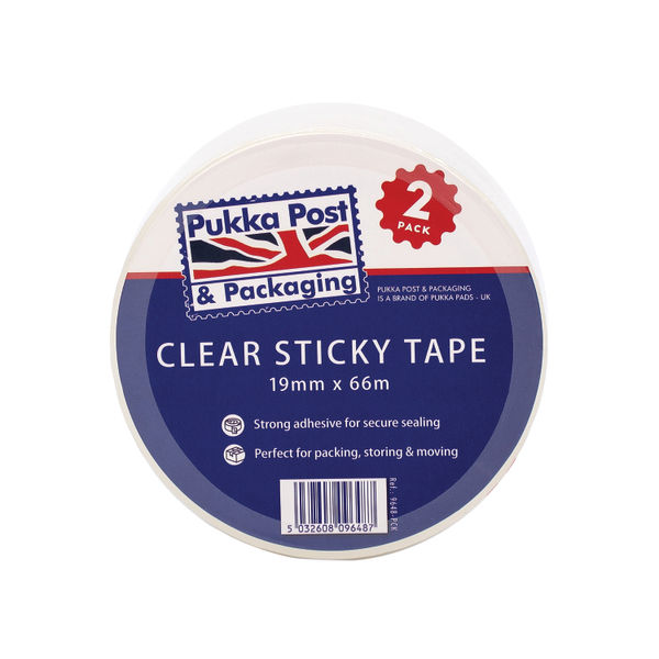 Pukka Adhesive Tape 19mmx66m Clear (Pack of 2) 9648-PCK