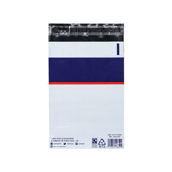 Pukka Poly Mailer Size 1 165x235mm White (Pack of 10)