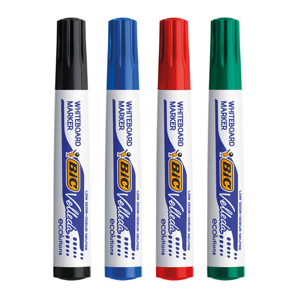 BIC Velleda 1701 Assorted Bullet Tip Drywipe Markers, Pk 41199001754