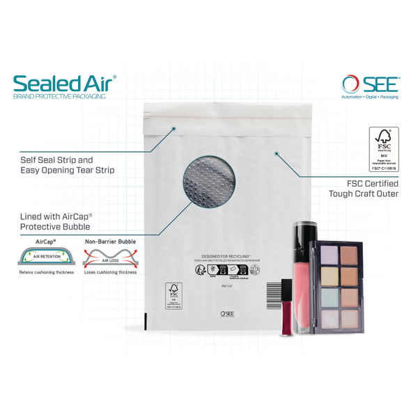 Sealed Air Bubble Lined Postal Bag White 270x360mm MLW H/5 (Pack of 50) 103005503