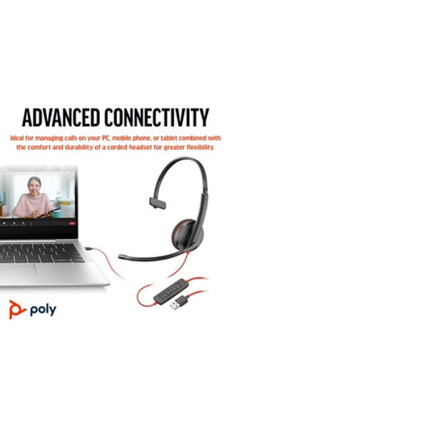Poly Blackwire 3210 Monaural UC USB-C/A Headset 8X214AA