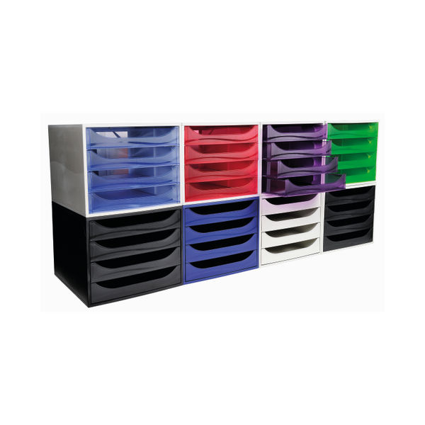 Exacompta Ecobox with 4 Drawers Assorted Pack of 32 22899PD