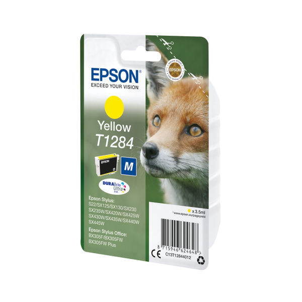 Epson T1284 Ink Cartridge DURABrite Ultra Fox Yellow C13T12844012