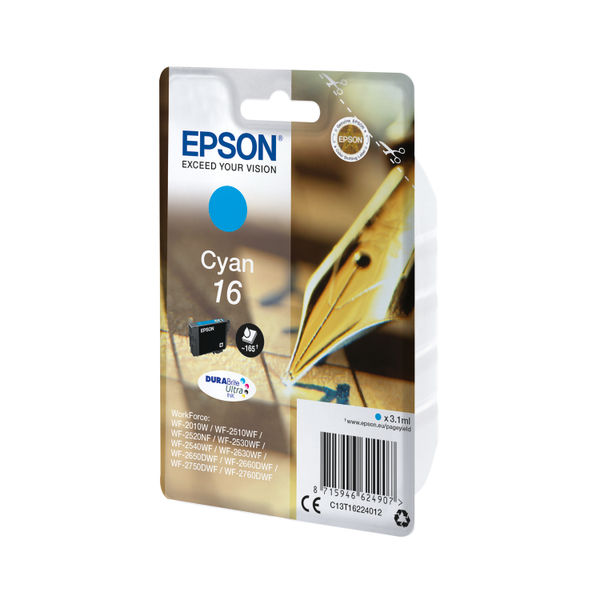 Epson 16 Ink Cartridge DURABrite Ultra Pen/Crossword Cyan C13T16224012