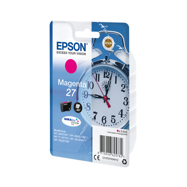 Epson 27 Ink Cartridge DURABrite Ultra Alarm Clock Magenta C13T27034012