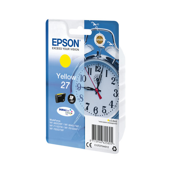 Epson 27 Ink Cartridge DURABrite Ultra Alarm Clock Yellow C13T27044012