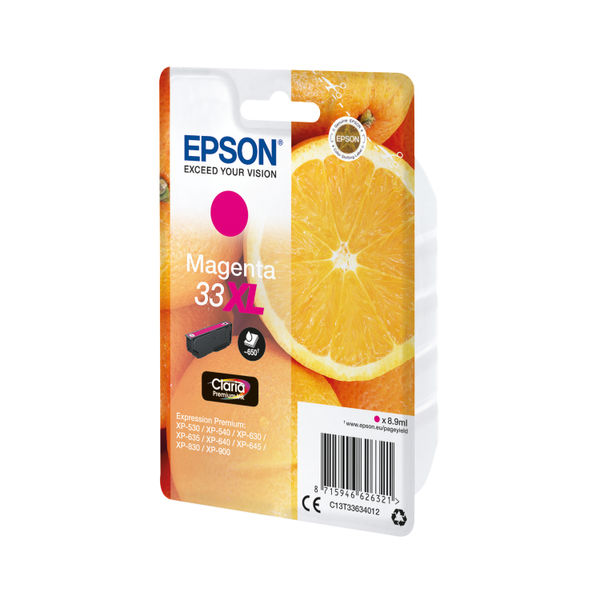 Epson 33XL Ink Cartridge Claria Premium High Yield Oranges Magenta C13T33634012