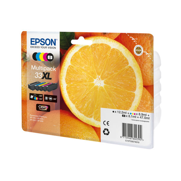 Epson 33XL Ink Cartridge Claria Premium High Yield Oranges CMYK/Photo Black C13T33574011