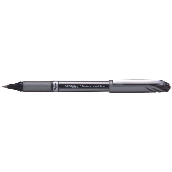  Pentel EnerGel Alloy Gel Pen - 0.7 mm - Black Ink - Black Body