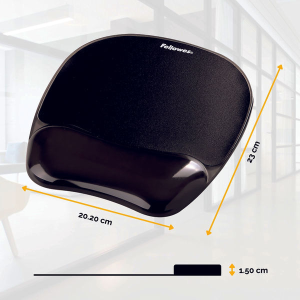 Fellowes Crystal Gel Mouse Pad And Wrist Support Black 9112101