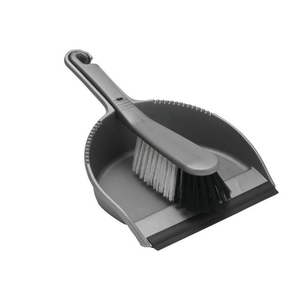 Addis Dustpan and Soft Brush Set Metallic (Serrated edge to clean brush bristles) 510390