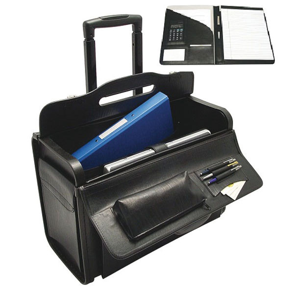 Monolith Leather Look Rolling Pilot Case PVC Black 2179