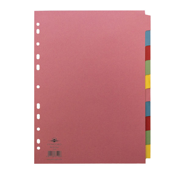 Concord Reinforced Divider 10-Part A4 160gsm Pastel Colours 77199