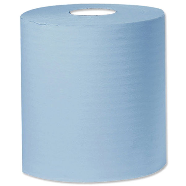 2Work 1-Ply Centrefeed Roll 300m Blue (6 Pack) KF03803