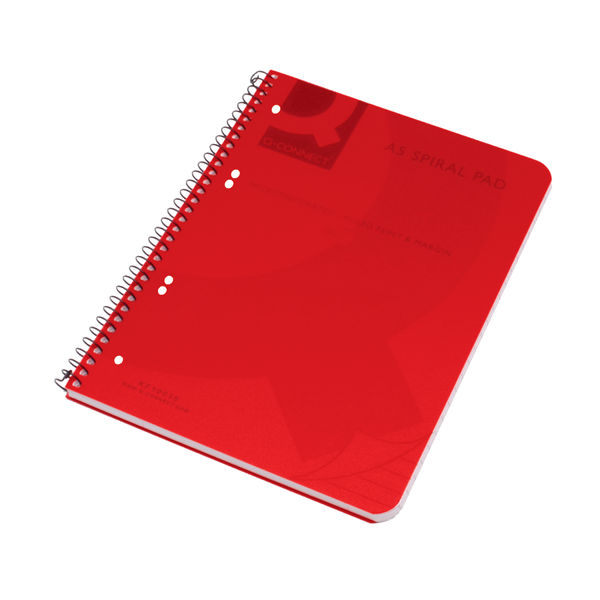 Q-Connect Spiral Bound Polypropylene Notebook 160 Pages A5 Red (5 Pack) KF10035