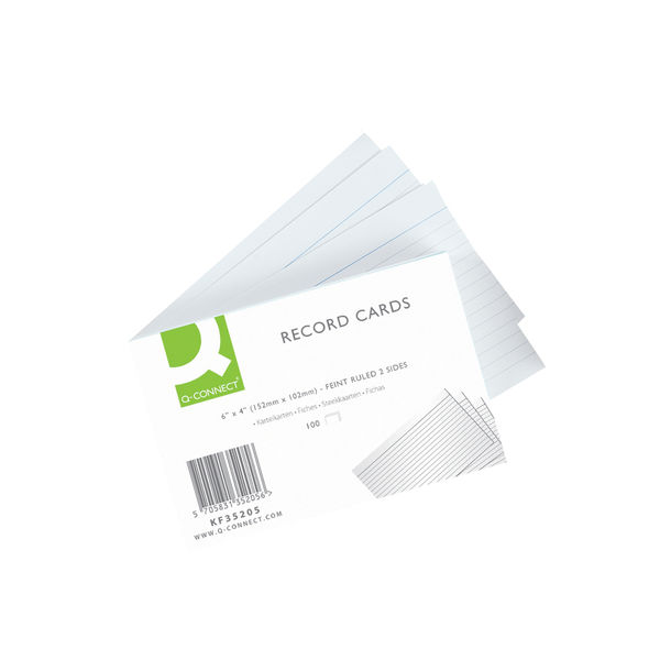 Q-Connect Record Card 152x102mm Ruled Feint White (Pack of 100) KF35205