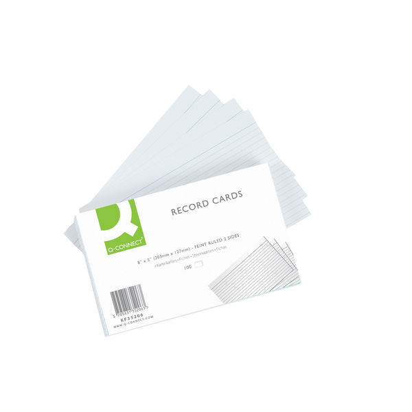 Q-Connect Record Card 203x127mm Ruled Feint White (Pack of 100) KF35206