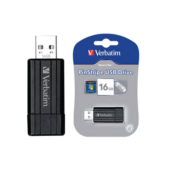 Verbatim Pinstripe USB Drive 16GB Black 49063