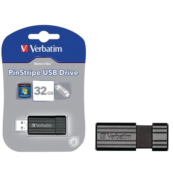 Verbatim 32GB Black Pinstripe USB 2.0 Drive | 49064