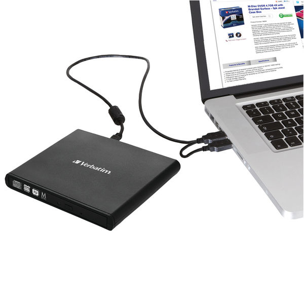 Verbatim Black Mobile DVD Rewriter USB 2.0 (Fully compliant with MDISC archive technology) 98938