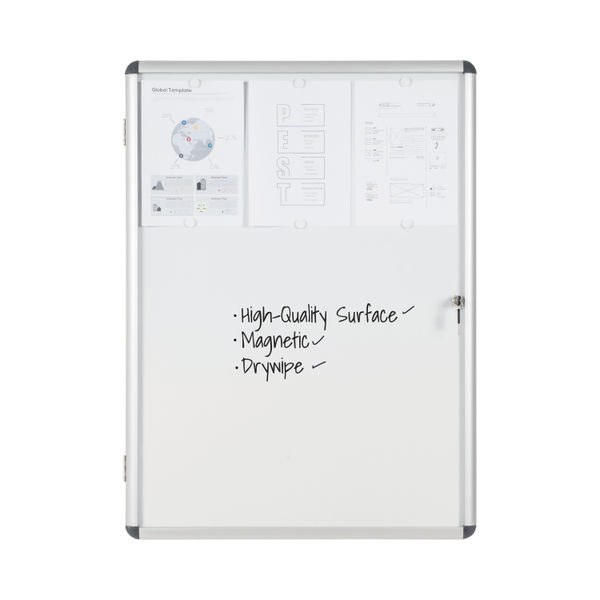 Bi-Office Enclore Magnetic Display Case Acrylic Door Aluminium Frame 9xA4 VT630109150