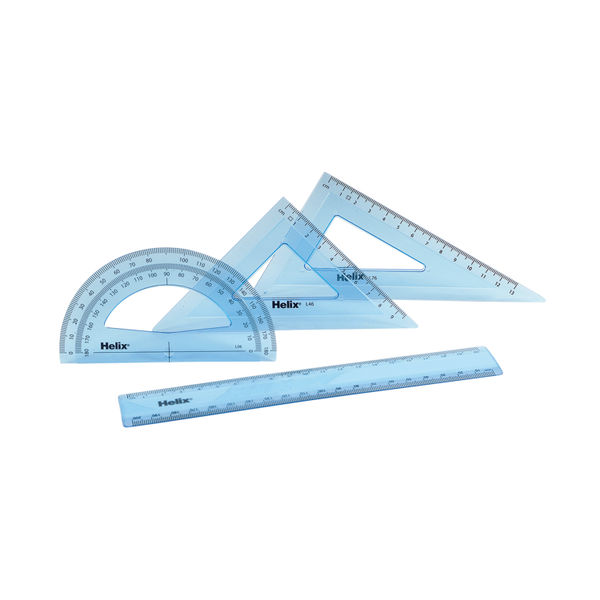 Helix Geometry 4 Tool Set (Includes scale ruler, 2 x set squares and protractor) Q88100