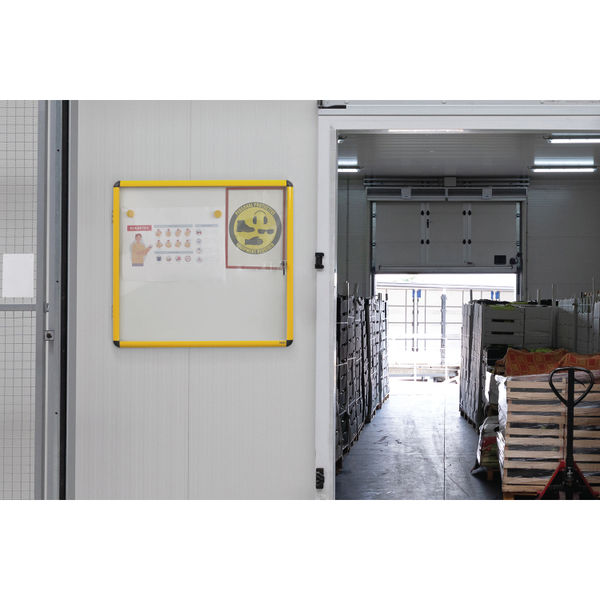 Bi-Office Ultrabrite Magnetic Display Case Acrylic Yellow Aluminium Frame 9xA4 VT6301601511