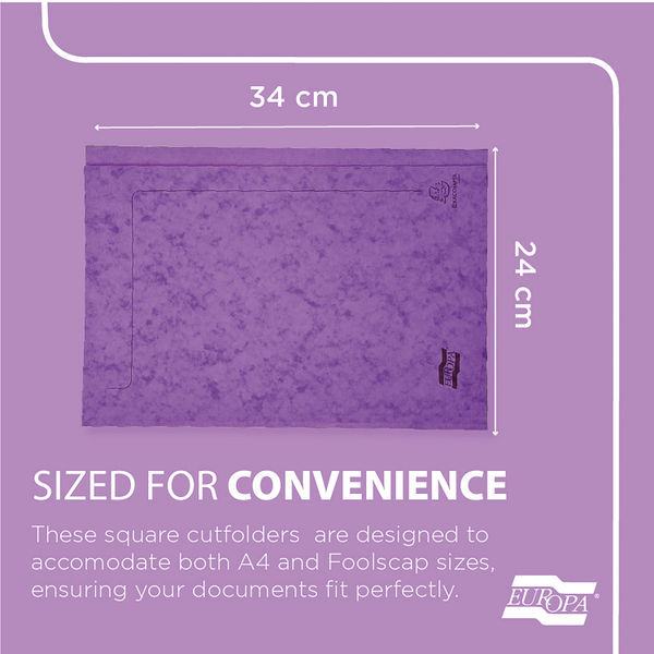 Europa Square Cut Folder 300 micron Foolscap Assorted (Pack of 50) 4820