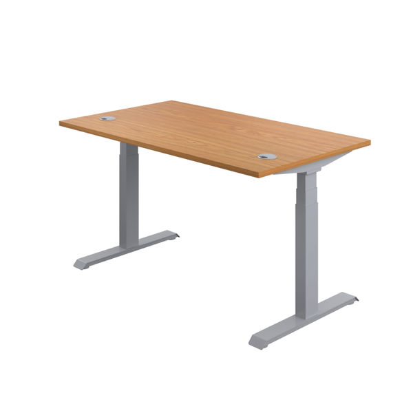 Jemini 1200mm Nova Oak/Silver Sit Stand Desk KF809722