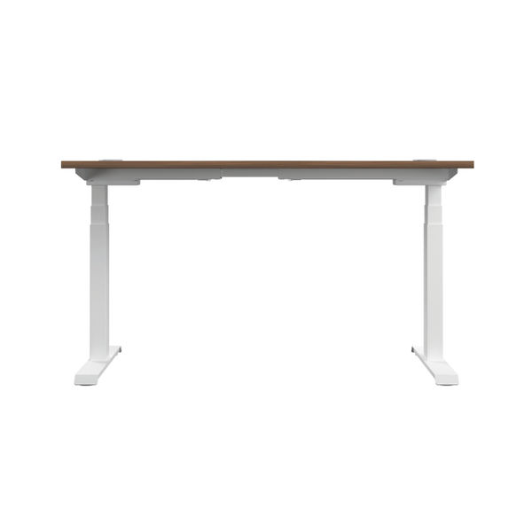 Jemini Sit/Stand Desk with Cable Ports 1200x800x630-1290mm Dark Walnut/White KF809753