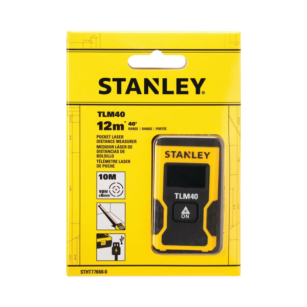 Stanley Pocket Laser Distance Measure 12m Yellow/Black stht77666-0