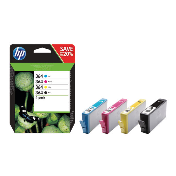 HP 364 Black and Colour Combo Ink Cartridge 4 Pack | N9J73AE