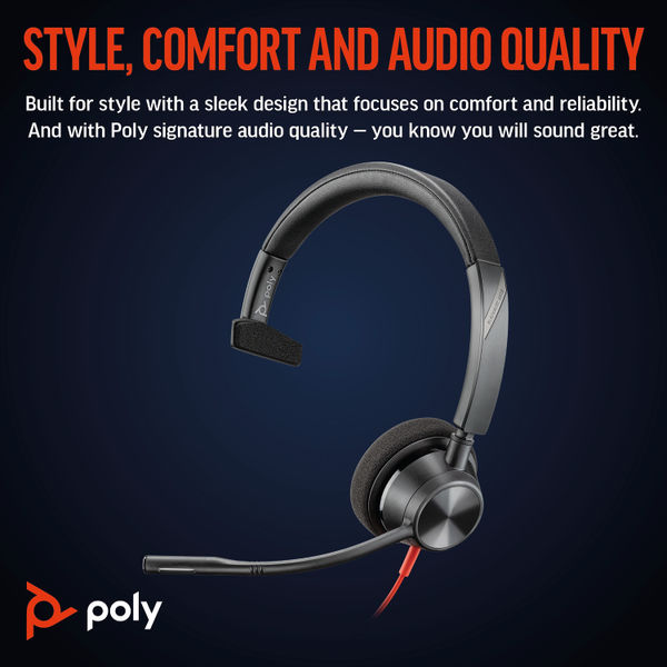 Poly Blackwire 3310 Monaural USB-C/A Headset 8X215AA