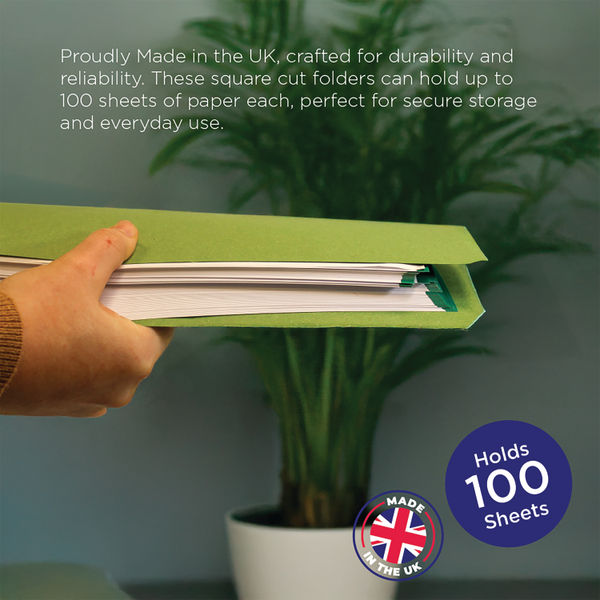 Exacompta Guildhall Square Cut Folder 315gsm Foolscap Green (Pack of 100) FS315-GRNZ