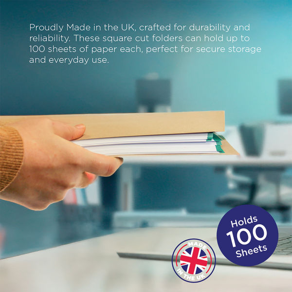 Exacompta Guildhall Square Cut Folder 315gsm Foolscap Buff (Pack of 100) FS315-BUFZ