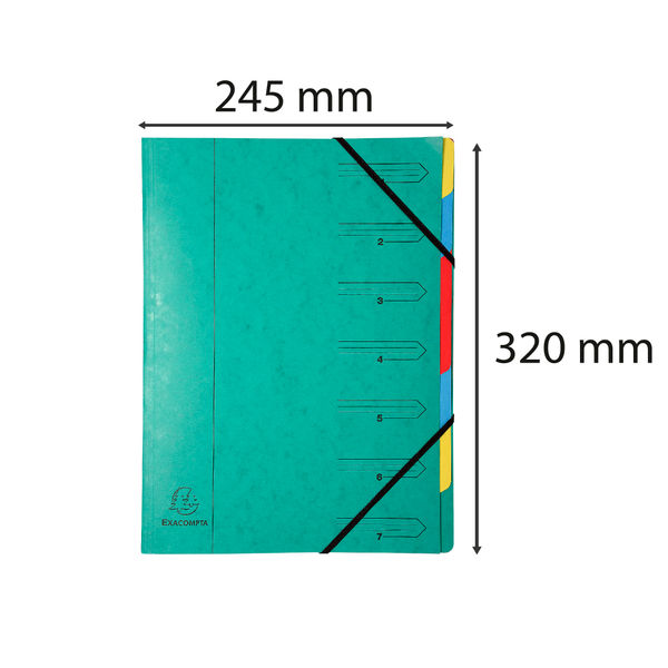 Exacompta Europa 7-Part Organiser 400gsm Pressboard A4 Green 5220Z