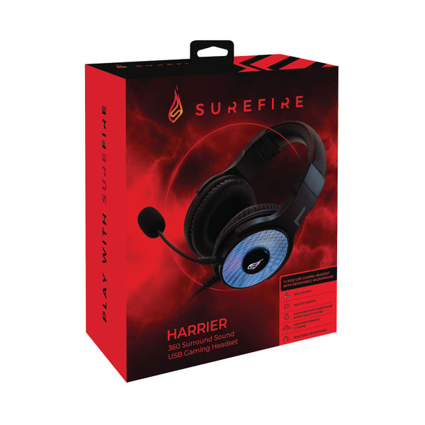 SureFire Harrier 360 Surround Sound USB Gaming Headset 48822