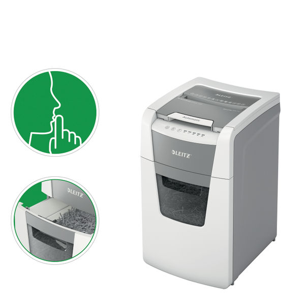 Leitz IQ Autofeed Office 150 Automatic Cross-Cut Paper Shredder P-4 White 80131000