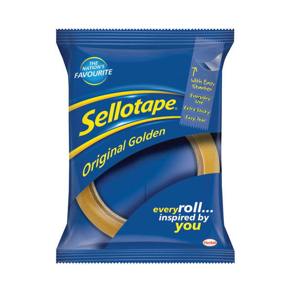 Sellotape Original 24mm x 50m Golden Tapes, Pack of 12 - 1682926