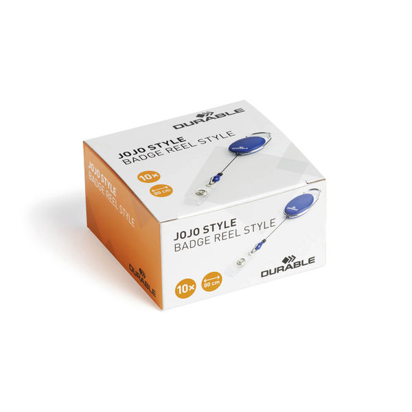 Durable STYLE Secure Retractable Clip Badge Reel for ID and Keys Blue (Pack of 10) 8324/07