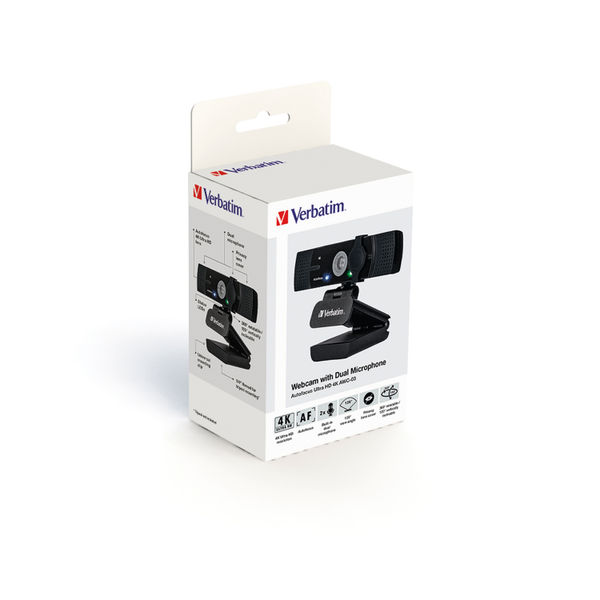 Verbatim AWC-03 Ultra HD 4K Autofocus Webcam Dual Microphone 49580