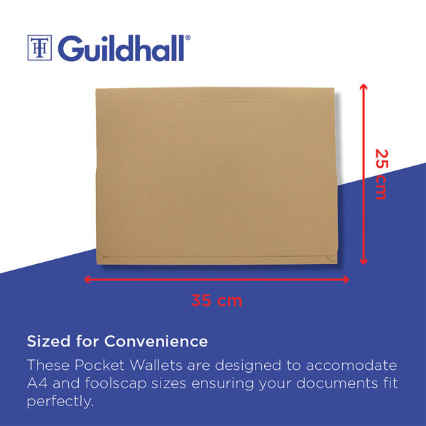 Exacompta Guildhall Brief Size Pocket Wallet 14x10in Buff (Pack of 50) PW3-BUF