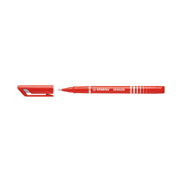 Stabilo Sensor Cushion Tip Fineliner Pen Red (Pack of 10) 189/40