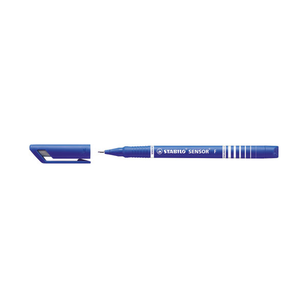 Stabilo Sensor Cushion Tip Fineliner Pen Blue (Pack of 10) 189/41