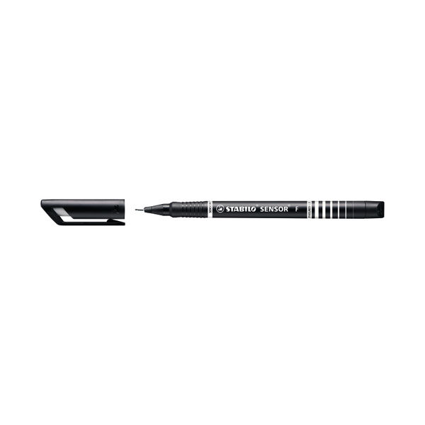 Stabilo Sensor Cushion Tip Fineliner Pen Black (Pack of 10) 189/46