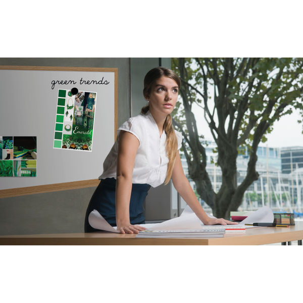 Earth Prime Magnetic Whiteboard 90x60cm Enamel Surf Oak MDF Frame CE06202318