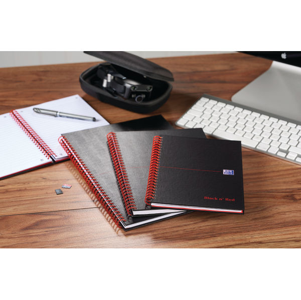 Black n Red A4+ Matt Wirebound Hardback Notebook, Pack of 5 | 100080173