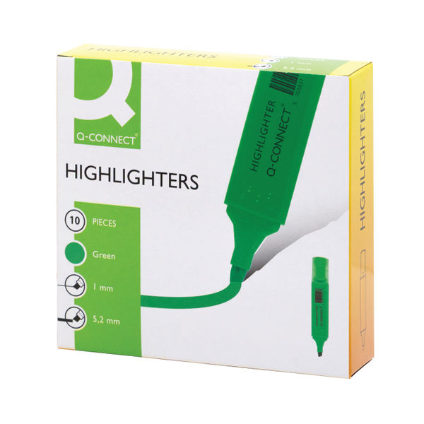 Q-Connect Green Highlighter Pen (10 Pack) KF01113