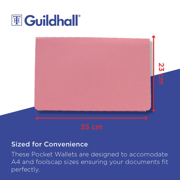 Exacompta Guildhall Full Flap Pocket Wallet Foolscap Pink (Pack of 50) PW2-PNK